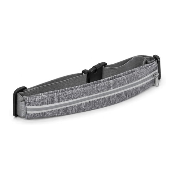 FITZIP Running Belt Waist Pack with Expandable Storage and Reflective Zipper, Gray