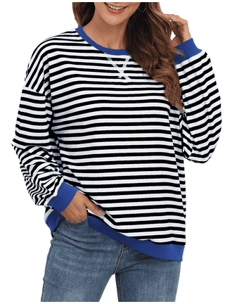Ladies striped sweatshirts shop