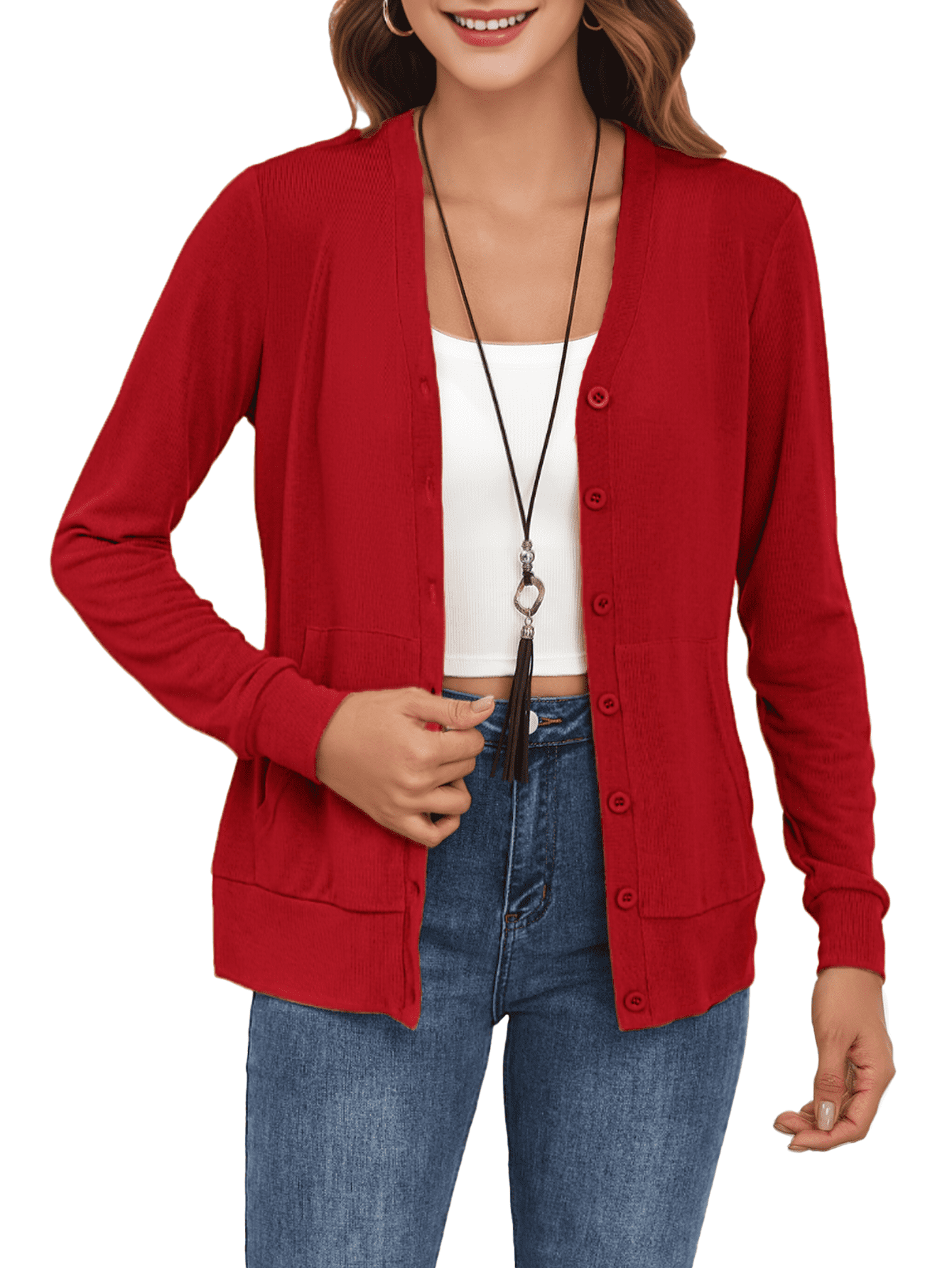 FIUFY Cardigan Button Down Shirts for Woman Long Sleeve Casual ...