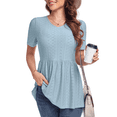 thumbnail image 1 of FIUFY Women Peplum Tops Casual V Neck Short Sleeve Tunic Shirts Summer Babydoll Blouses, 1 of 6