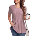 thumbnail image 1 of FIUFY Women Peplum Tops Casual V Neck Short Sleeve Tunic Shirts Summer Babydoll Blouses, 1 of 5