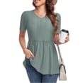 thumbnail image 1 of FIUFY Women Peplum Tops Casual V Neck Short Sleeve Tunic Shirts Summer Babydoll Blouses, 1 of 5