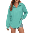 thumbnail image 1 of FIUFY Women's Casual Oversized Top Long Sleeve Tops Baggy Button Shirts V Neck Waffle Knit Loose Fit Tunic, 1 of 9