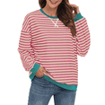 thumbnail image 1 of FIUFY Women's Casual Sweatshirt Long Sleeve Pullover Top Oversized Shirt With Striped Color Block, 1 of 8