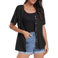 thumbnail image 1 of FIUFY Womens Button Down Cardigans Summer Casual Short Sleeve Open Front Knitted Top Shirts, 1 of 5