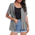 thumbnail image 1 of FIUFY Womens Button Down Cardigans Summer Casual Short Sleeve Open Front Knitted Top Shirts, 1 of 5