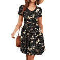 thumbnail image 1 of WUJINXIA Womens Short Sleeve Dresses Casual Loose Fit Swing T Shirt Dress V Neck Sundress with Pockets, 1 of 6