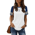 FIUFY Womens Summer Casual Shirts Striped Raglan Short Sleeve Tee Tops Crew Neck Tshirt Blouses