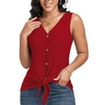 thumbnail image 1 of FIUFY Womens Tank Tops Sleeveless Button Down Shirts V Neck Tie Front Knot Tunic Blouses, 1 of 4