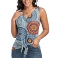 thumbnail image 1 of FIUFY Womens Tank Tops Sleeveless Button Down Shirts V Neck Tie Front Knot Tunic Blouses, 1 of 4