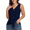 thumbnail image 1 of FIUFY Womens Tank Tops Sleeveless Button Down Shirts V Neck Tie Front Knot Tunic Blouses, 1 of 4