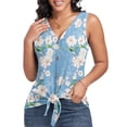 thumbnail image 1 of FIUFY Womens Tank Tops Sleeveless Button Down Shirts V Neck Tie Front Knot Tunic Blouses, 1 of 4