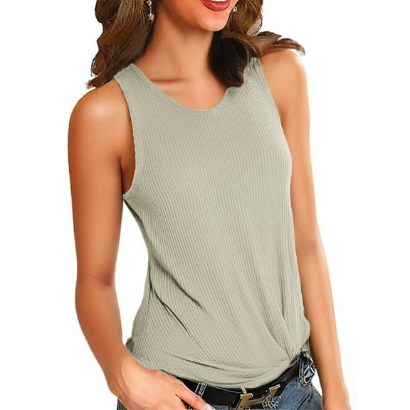 FIUFY Womens Tank Tops Summer Casual Sleeveless Cute Twist Knot Shirt Blouse Tunics