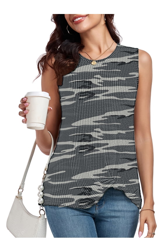 Womens Tank Tops Summer Casual Sleeveless Cute Twist Knot Shirt Blouse Tunics