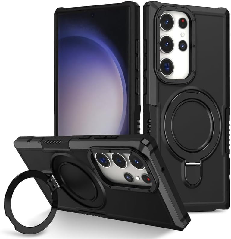 FIUWSFUK Case for Samsung Galaxy S24 Ultra/S24 Plus/S24, Stand Cover Military