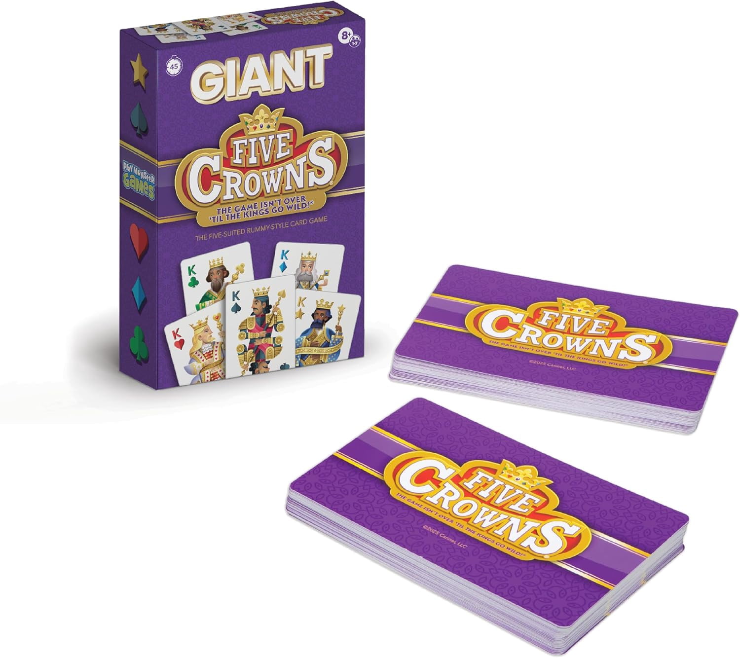Five Crowns Giant Card Games Jumbo Playing Cards, Card Game for Kids and Adults, Family Game Night, 5 Suited Rummy Style Card Game, Ages 8+