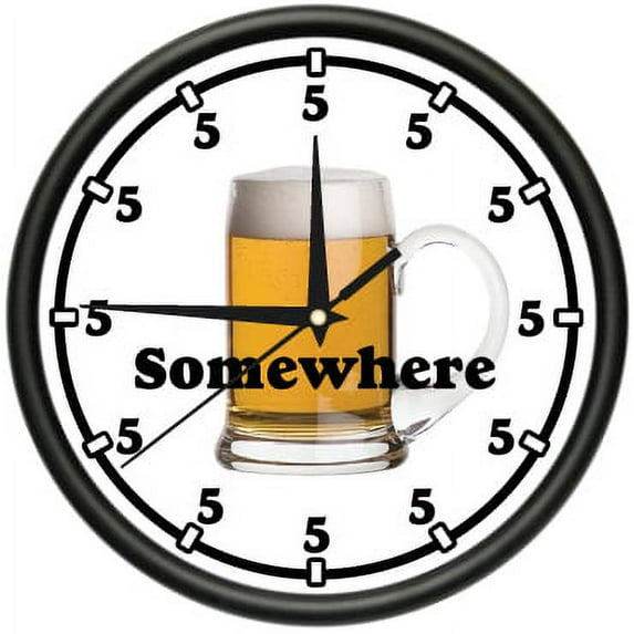 FIVE O'CLOCK SOMEWHERE 1 Wall clock beer happy hour drink gift