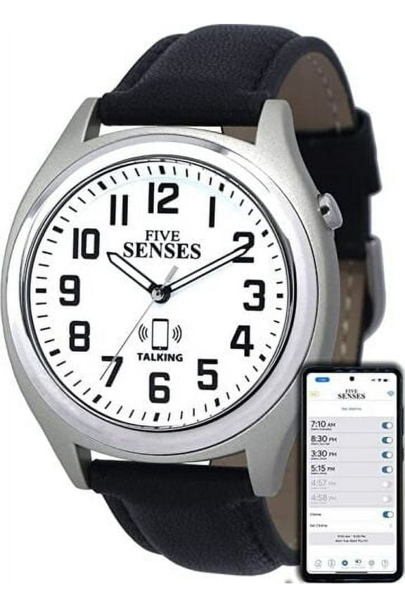 FIVE SENSES - Bluetooth Atomic Talking Watch for Visually Impaired - App Controlled 2nd Gen Atomic Wrist Watch for Blind and Seniors with Large Numbers (Model 1739A)