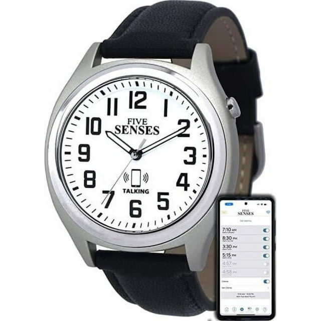 FIVE SENSES - Bluetooth Atomic Talking Watch for Visually Impaired - App Controlled 2nd Gen Atomic Wrist Watch for Blind and Seniors with Large Numbers (Model 1739A)
