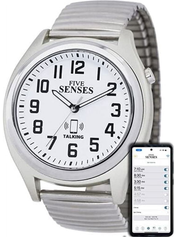 FIVE SENSES - Bluetooth Atomic Talking Watch for Visually Impaired - App Controlled 2nd Gen Atomic Wrist Watch for Blind and Seniors with Large Numbers (Model 1739)