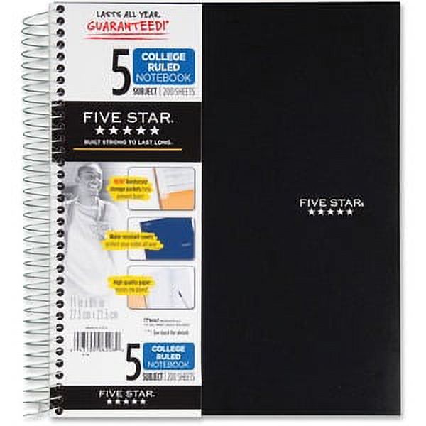 FIVE STAR 5 SUBJECT COLLEGE RULED NOTEBOOK - Package Qty (1/EA) - image 1 of 10