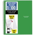 thumbnail image 1 of Five Star Retro Green College Ruled 1 Subject Notebook with Study App, 8.5" x 11", Poly Cover, Spiral, 100 Sheets, 1 of 7