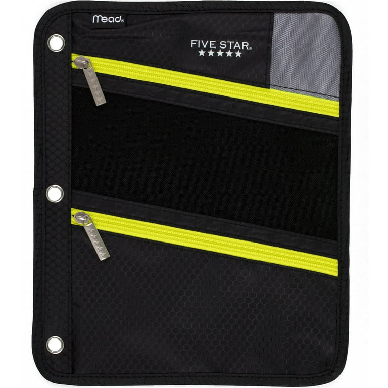 Five Star Multi-Pocket Binder Case, Flat Zipper Pencil Pouch, 11
