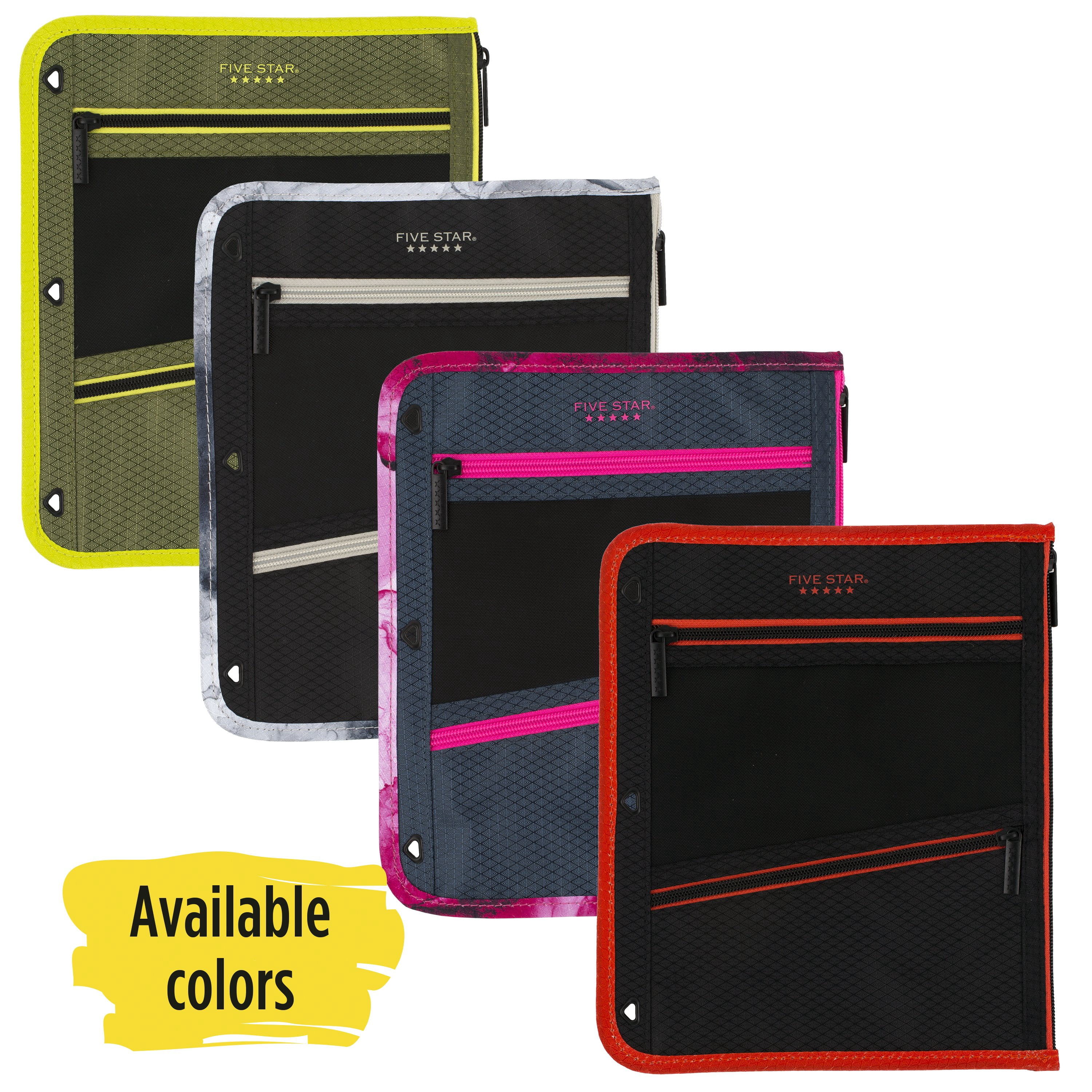 Five Star Multi-Pocket Binder Case, Flat Zipper Pencil Pouch, 11