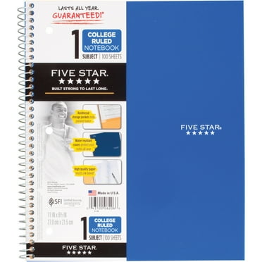 Five Star Wirebound Notebook, 1 Subject, Wide Ruled, 10 1/2