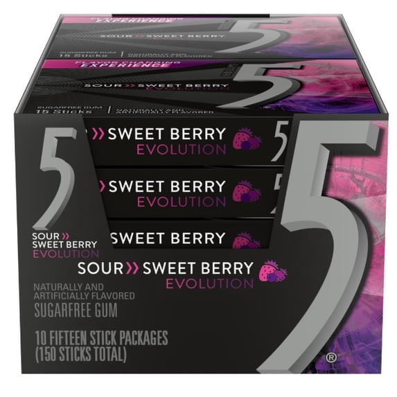 5 Gum Evolution Sour then Sweet Berry