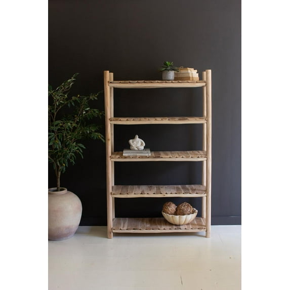 FIVE-TIERED SPLIT TEAKWOOD DISPLAY