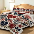 thumbnail image 1 of FIVERAM Quilts for King Bed,3 Piece Folk‑Art Heart Floral Bedspread King Size,Heart & Botanical Bedding Set,Reversible Bed Cover for Bedroom Decor, 1 of 8
