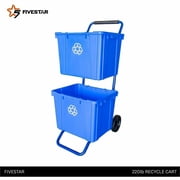FIVESTAR Recycle Cart for Recycling Bins, 220 lbs Capacity, Steel, Blue