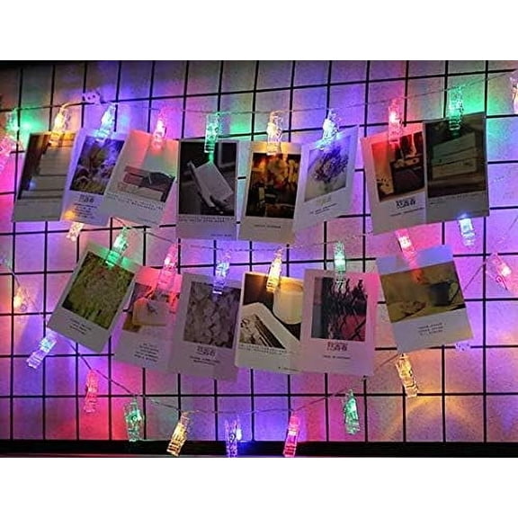 FIVO Photo Clip String 40 Led 13FT Rainbow String Lights USB Powered Fairy Ramadan Party for Hang Pictures Cards Bedroom Wall Wedding Party Decor