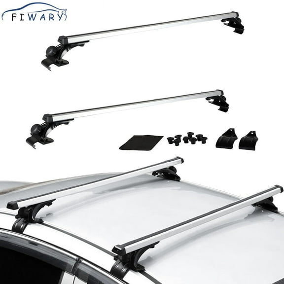 FIWARY 2 PCS Universal Roof Rack Cross Bars Luggage Carrier Aluminum 48" Lockable can Carry Bicycles Sailboats Skis and Other Sports Equipment