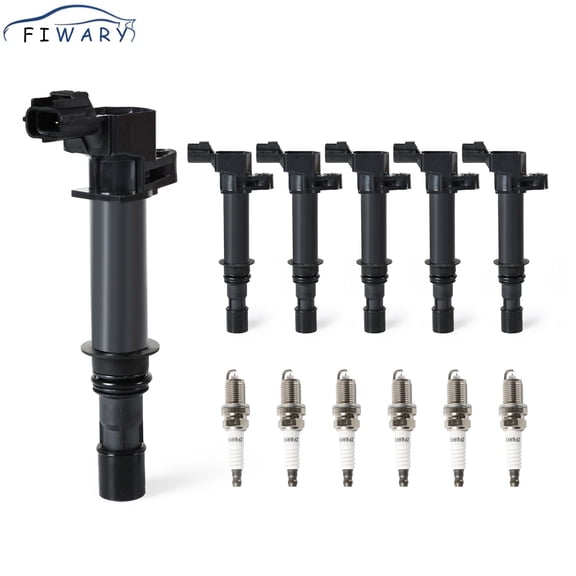 FIWARY 6pcs Ignition Coils + 6pcs Iridium Spark Plugs Fits for 2004-2008 Dodge Dakota 3.7L V6 UF270