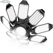 FIWARY Garage Lights - Super Bright 25000LM Garage Lights Ceiling Led w/ 8 Deformable Panels 6500K Led Light Bulb Srew in E26/E27 Socket with Adjustable Center Spotlight for Barn Workshop Attic