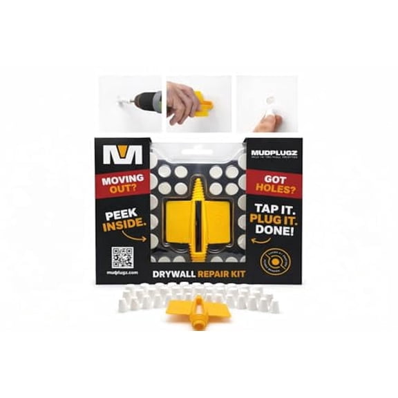 FIX Drywall Anchor Holes Fast - MudPlugz Drywall Hole Repair Kit - No Mesh - No Spackle - Professional Small Hole Wall Patch Kit - 36 Plugs - Reusable Prep Tool - Quick and Easy