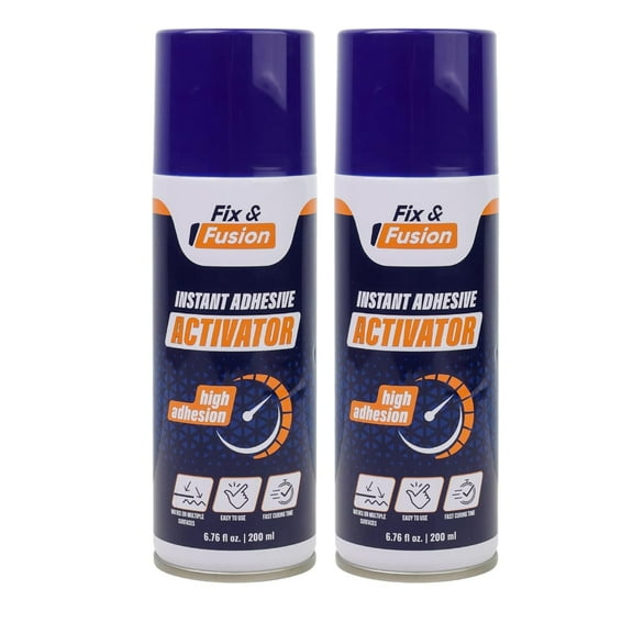 FIX & FUSION Activator Spray (6.76 Fl Oz), Instant Cure Accelerator for Cyanoacrylate (CA) Super Glue for Wood, Plastic, Rubber, Granite, and DIY & Professional, Accelerates Bonding Strength, 2 Pack
