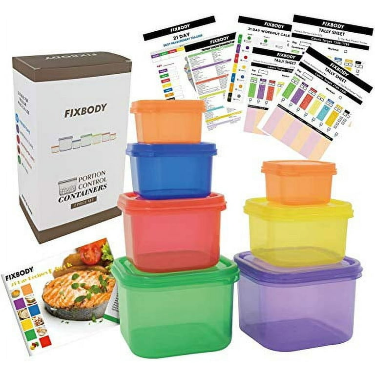 Lanfubiao Portion Control Containers for Weight Loss (14 Piece) - 21 Day  Fix Measuring Cups and Food Plan with Free eBook, Multi Color and Label