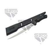 SZCO 12 Fish Fillet Knife with Rubber Grip Handle, Full-Length Stainless Steel Blade, Includes Hard Plastic Sheath