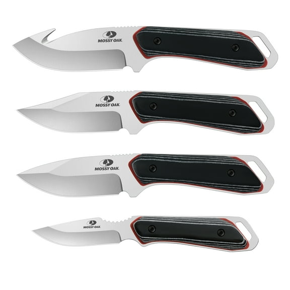 Mossy Oak 8-Piece Hunting Set with 4 Fixed Knives (7-8.25 Inch) and 4 Sheathes