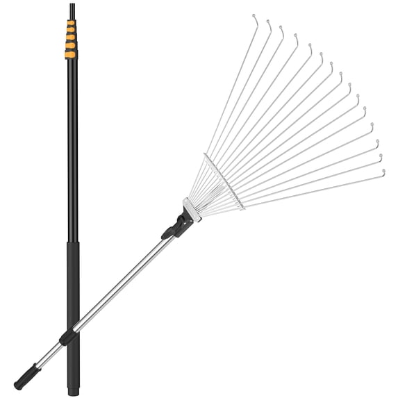 FIXM Adjustable Telescopic Roof and Yard Rake 6.62 to 31 ft Clear Leaves Sticks and Debris Efficiently
