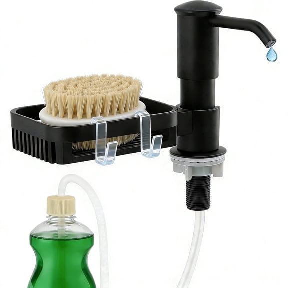 FIXPARTS Soap Dispenser for Kitchen Sink, 31.5" Built in Soap Dispenser Pump with Sponge Holder