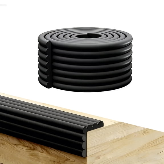 FIXPARTS Edge Protector,6.6 ft Soft Rubber Foam Furniture Corner Protector,Desk Edge Cushion,Black