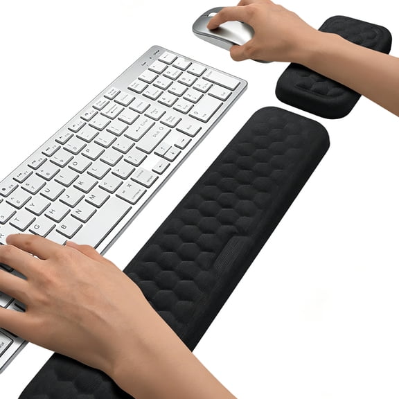 FIXPARTS Keyboard Wrist Rest,Wrist Rest for Computer Keyboard,Soft Memory Desk Pad,2 Piece Set,Black