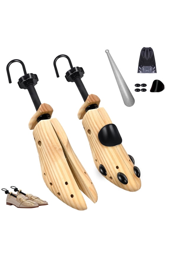 Wooden Shoe Stretcher,4-Way Shoe Expander Widener,Shoe Tree Wide feet for Women & Men,Pair