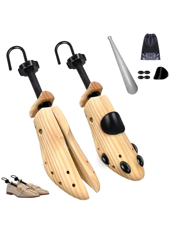 Wooden Shoe Stretcher,4-Way Shoe Expander Widener,Shoe Tree Wide feet for Women & Men,Pair
