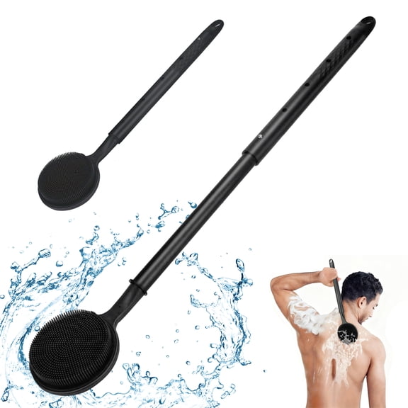 FIXPARTS Silicone Back Scrubber for Shower,23.5" Soft Exfoliating Shower Brush,Adjustable Back Brush