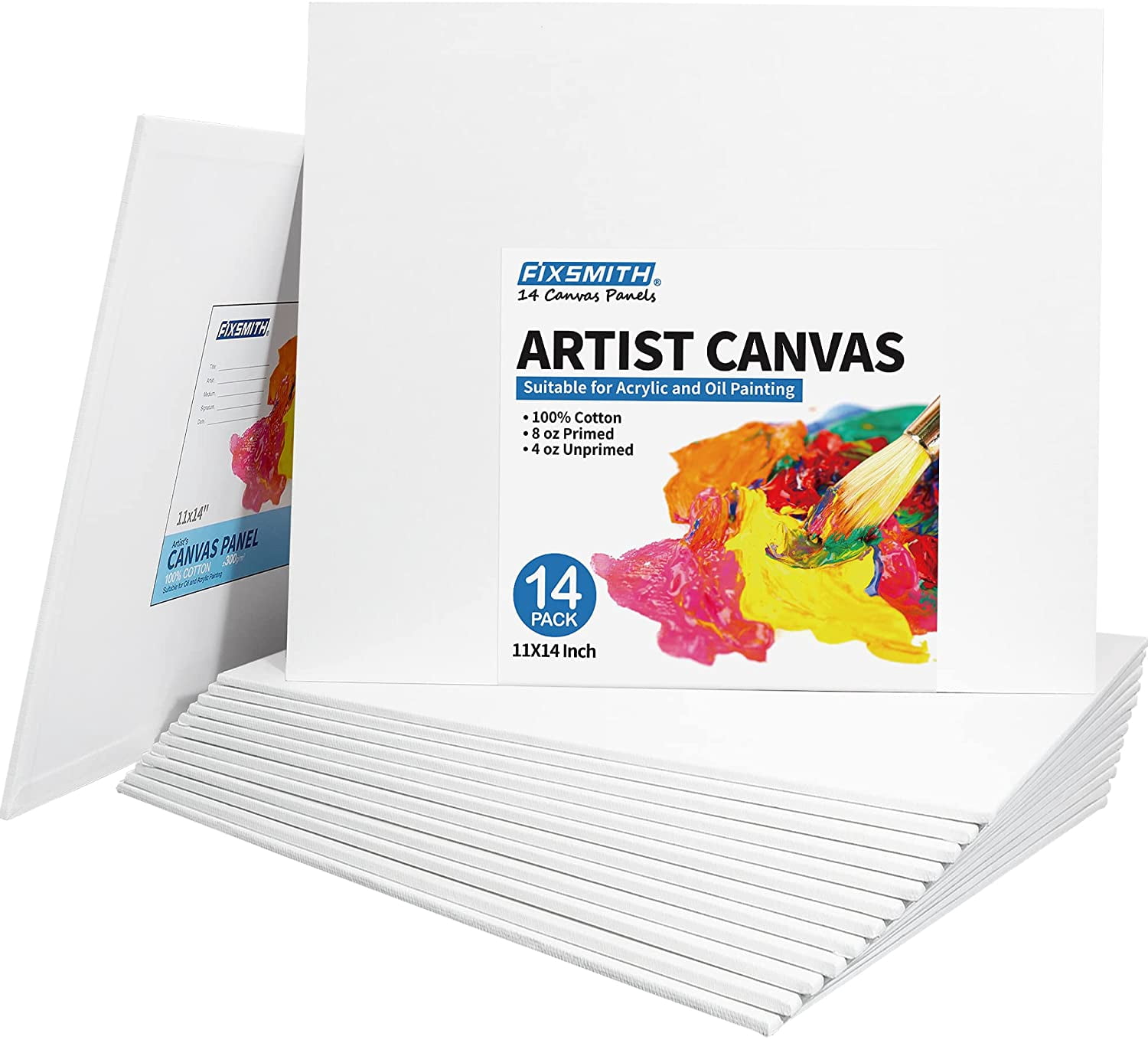 FIXSMITH Canvas Panels 14 Pack - 11 x 14 Inch Painting Canvas Panel ...